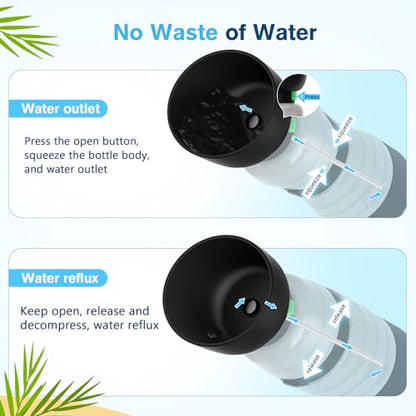 Pecute Upgraded 22 oz Dog Water Bottle with 5 oz Food Container, Portable Dog Travel Water Bottle Dispenser, Leakproof, BPA Free, Lightweight, Pet Water Bottle Bowl for Outdoor Walking Hiking Camping | Portable, Leakproof, includes Foldable Bowl, Lightwei