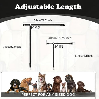 Secure Buckle Dog Seat Belt – 15.7~21.7 Inches Adjustable Pet Tether for Vehicle Safety - Purple
