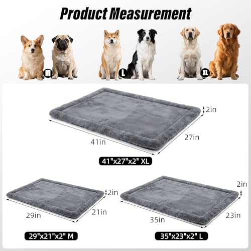 Dog Bed for Crate, Leak-Proof Soft Plush Dog Crate Bed for Dogs & Cats, Machine Washable Dog Bed Mats, Dog Pad for Crates, Travel & Home (Gray, 29"x21"x2") - size: 29"x21"x2"
