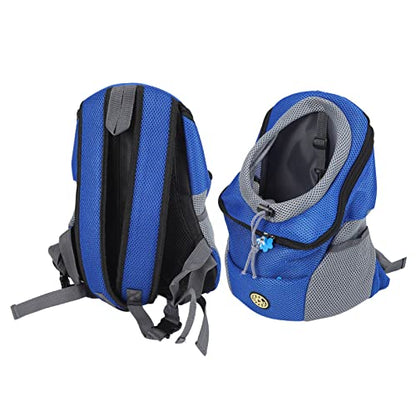 Pet Knapsack Backpack, Dog Carrying Bag with Ventilation Window, Spacious Oxford Cloth Pet Carrier for Small Dogs, Adjustable Padded Straps and Removable Cushion (Blue) - color: Blue