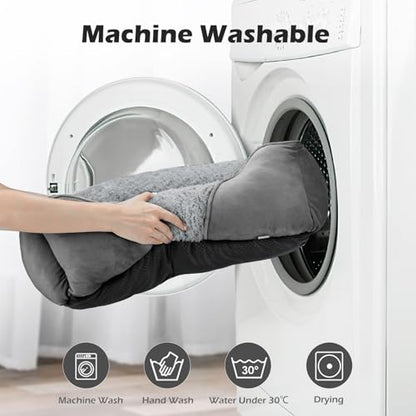 INVENHO Small Dog Bed Rectangle Washable Orthopedic Soft Calming Sleeping Durable Pet Cuddler with Anti-Slip Bottom - color: Light Grey, size: S(20"x 19"x 6")