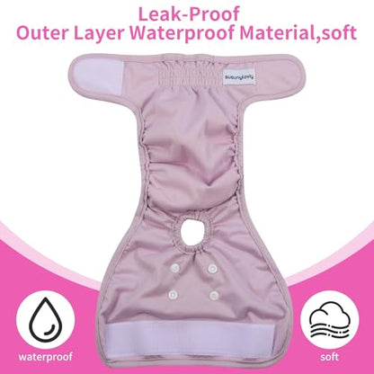 Washable Female Dog Diapers for Small Dogs,Pack of 4 Reusable Puppy Diapers Super Absorbent Dogs Pants in Period,Heat Cycle,Incontinence,Excitable Urination,Medium - size: Medium