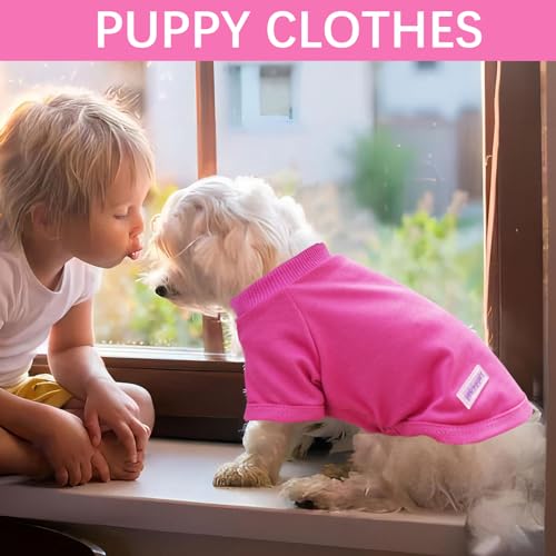 2 Pieces Puppy Clothes Stripe Dog Clothes for Small Dogs Summer Dog Shirt Cute Soft Puppy Clothes Bresthable Chihuahua Cat Clothes (X-Small) - color: pink, size: X-Small
