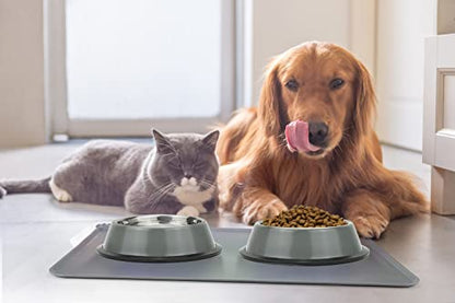 Stainless Steel Dog Bowls, Food and Water Non Slip Anti Skid Stackable Pet Puppy Dishes for Small, Medium and Large Dogs (2 Pack) - color: Grey, size: 1.5 Cup/12 oz