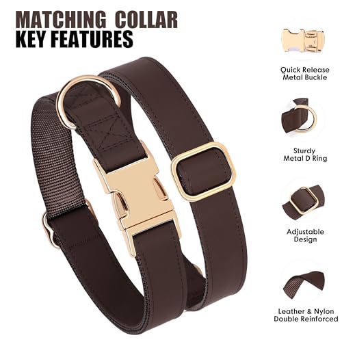 PET ARTIST PU Leather Dog Collar, Bright & Stylish Brown Dog Collar with Quick Release Gold Metal Buckle, Soft Nylon Padded Durable Pet Collars Adjustable for Medium Dogs, Neck Fit 13-19" - color: Brown, size: M: Fit 13-19" Neck(20-55 lbs)