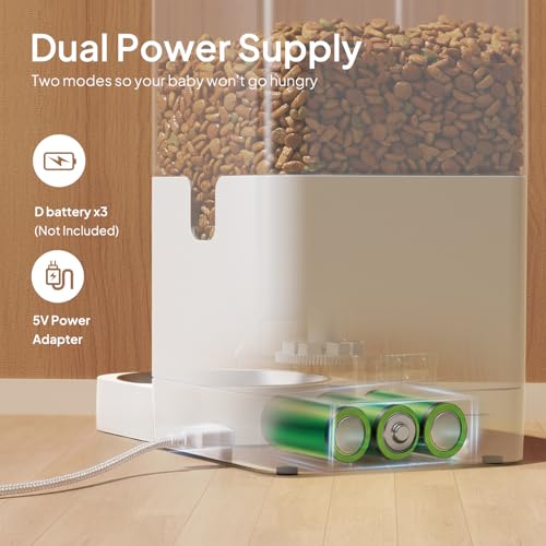 VOLUAS Automatic Cat Feeders - Dry Food Dispenser with Timer, Desiccant Bag, Programmable Portion Size Control 4 Meals Per Day, 10s Voice Recorder | Programmable Portion Control, Up to 4 Meals Daily, Dual Power Supply, Power-Off Memory, 10-Second Voice Re