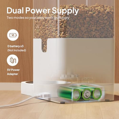 VOLUAS Automatic Cat Feeders - Dry Food Dispenser with Timer, Desiccant Bag, Programmable Portion Size Control 4 Meals Per Day, 10s Voice Recorder | Programmable Portion Control, Up to 4 Meals Daily, Dual Power Supply, Power-Off Memory, 10-Second Voice Re