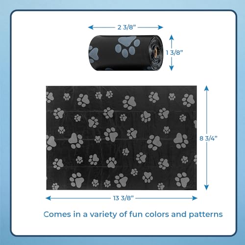 Best Pet Supplies Dog Poop Bags (360 Bags) for Waste Refuse Cleanup, Doggy Roll Replacements for Outdoor Puppy Walking and Travel, Leak Proof and Tear Resistant, Thick Plastic - Black