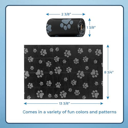 Best Pet Supplies Dog Poop Bags (360 Bags) for Waste Refuse Cleanup, Doggy Roll Replacements for Outdoor Puppy Walking and Travel, Leak Proof and Tear Resistant, Thick Plastic - Black