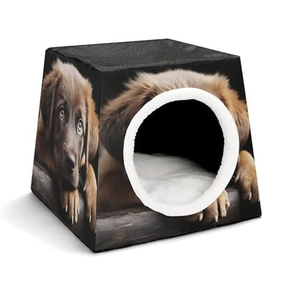Collapsible Soft Dog Crate Pet Kennel Houses Puppies Dog Printed Lightweight Travel Crate Kennel Indoor & Outdoor, 13.8"x13.8"x11.8"