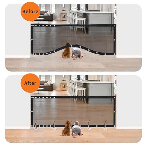 NWK Magic Dog Gate for Stairs Pet Gate for The House Providing a Safe Enclosure for Pets to Play and Rest, 6 Hooks Design (120'' X 30'') - size: 120'' X 30''