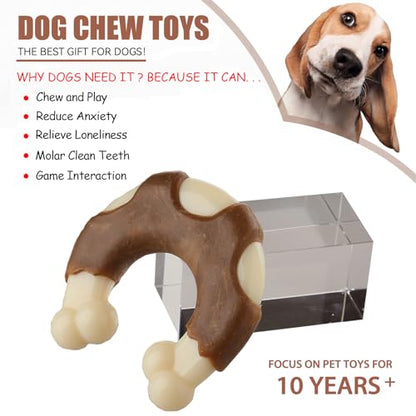 Durable Nylon Dog Toys, 2 Pack Tough Chew Toys for Aggressive Chewers, Beef-Flavored Hoof-Shaped Dog Chew Bones for Large/Medium Breed Dogs, Teeth Cleaning and Anxiety Relief - size: Large+Large