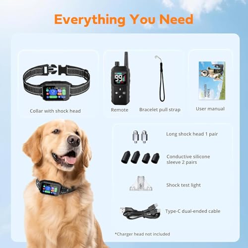 GPS Wireless Dog Fence & Training Collar System, Free App/Remote Controlled Custom Boundary up to 7000ft, Beep/Vibration/Safe Correction Modes, Early Alert, Waterproof for Dogs 10+lbs