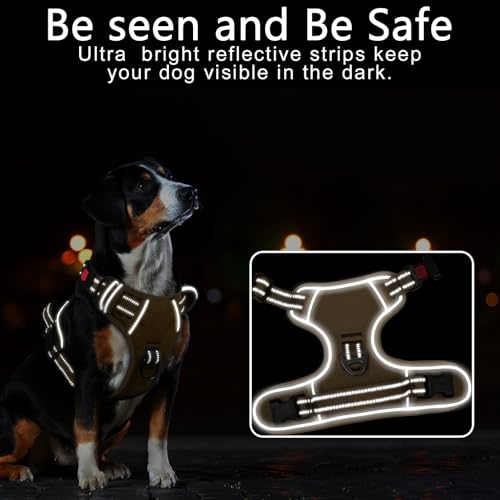 Timos Dog Harness Small Sized, No Pull Pet Harness with Neck Lockable Snap,No Choke Front Clip Dog Reflective Vest,Adjustable Metal Rings 3 Buckles,Easy Control Handle for Small Dogs Khaki S - color: Lock Khaki, size: Small (Pack of 1)