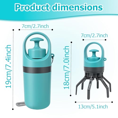 STHF Easy one-Hand Dog Waste Pickup. Portable Claw Tool Includes Bag Dispenser, 2 Rolls, Odor-Resistant. for All Surfaces & Dogs.