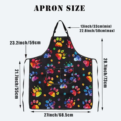 BDPWSS Dog Paw Print Apron Dog Groomer Gift Dog Grooming Waterproof Apron With Pockets Cute Animals Puppy Dog Pets Apron