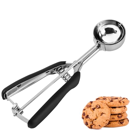 JUNADAEL J Cookie Scoop 1.5 Tbsp, 1.5 Tablespoon Cookie Scoops for Baking, Ice Cream Scoop, Comfortable Grip, Non-Slip, For Cookies Melon Ball Meatball Ice Cream Muffin - color: Black, size: #50 - 1.5 Tbsp
