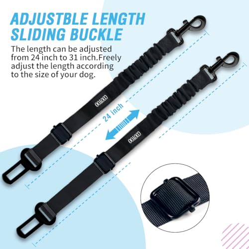 COOYOO Dog Seat Belt, Durability Retractable Dog Car Harness Adjustable Dog Seat Belt for Vehicle Nylon Pet Safety Seat Belts Heavy Duty & Elastic - color: Set 01 Pack B-Blue