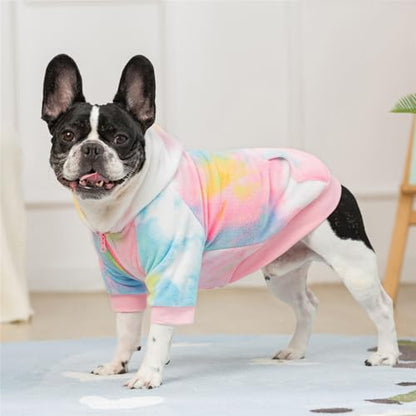 French Bulldog Clothes Dog Hoodie Sweatshirts with Pockets for Small Dogs Puppy Chihuahua Coat Clothing Pet Cat Hoodie Fleece Dog Sweaters Costume - color: Pink+White, size: XS