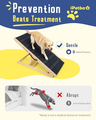 Large Dog Ramp for Bed & Couch - Joint-Friendly Pet Ramp, Extra Wide, Anti-Slip, Adjustable, Stable, Up to 200 lbs - size: Large