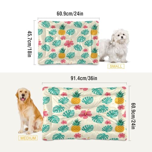 Pineapple Pattern Pet Bed Mat for Dogs and Cats, Soft Washable Crate Pad with Non-Slip Bottom, Cozy Bed Cushion for Small Medium Large Pets, 18x24 Inch - size: Small
