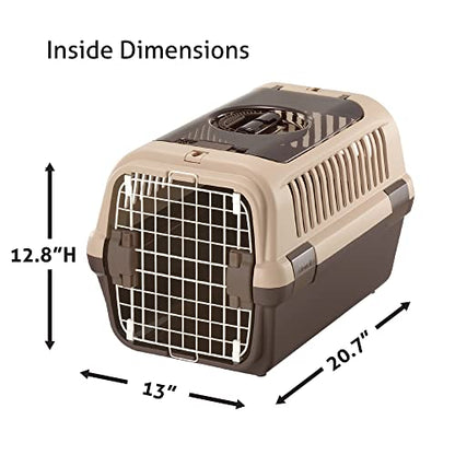 Richell Double Door Pet Carrier Medium, Travel Carrier for Small Dog and cat, up to 17.6 lbs., Soft Tan/Brown (80022) - color: Soft Tan/Brown