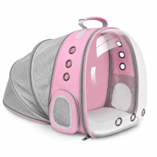 Expandable Cat Carrier Backpack for Cats & Dogs, Bubble Window Pet Travel Backpack with Breathable Mesh, Anti-Collapse Structure, Side Door, Safety Leash, for Vet Visits, Hiking, Outdoor, Pink - color: Pink