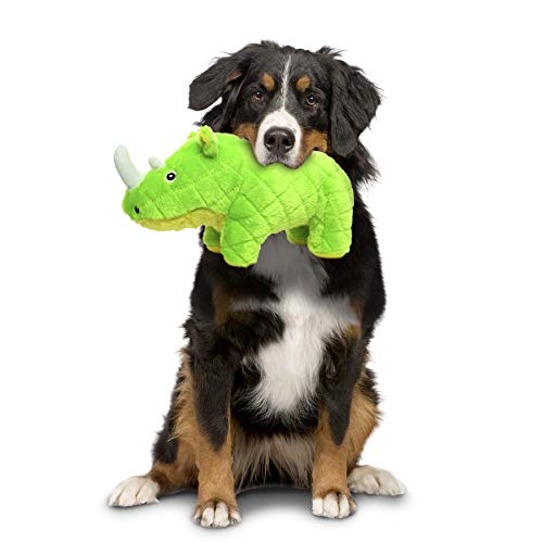 MIGHTY Tuffy 2 Pack Rhinoceros Dog Toys | Ultra Durable Plush Toy with Multiple Layers & Reinforced Seams , Washable and Floats , Mighty® Construction - color: 2PK Green Rhino