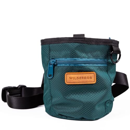 Wilderdog Dog Training Treat Pouch with Magnetic and Zipper Closure, Carabiner Attached, Adjustable Waist Strap - Green - color: Green