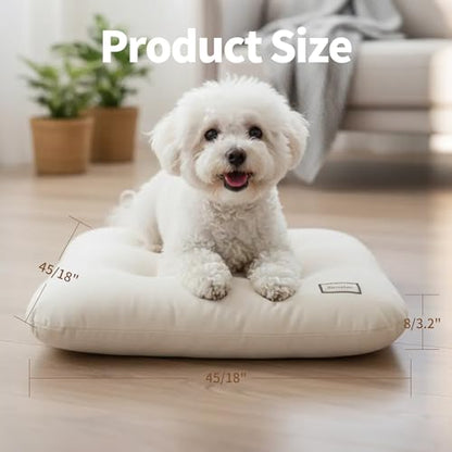 Washable Dog Bed Ultra Soft Plush Dog Crate Mat, Dog Bed for Crate, 3.2" Thick Dog Bed Mat, Kennel Pad for Small and Medium Dogs, Beige (Beige, 18" L x 18" W x 3.2" Th) - size: 18"L x 18"W x 3.2"Th