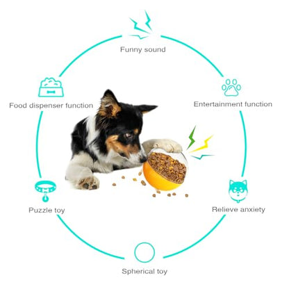 Dog Treat Ball, Interactive Squeaky Mental Stimulation Toys, Slow Feeder Puzzle Toys for Medium/Large Dog Breeds - color: orange