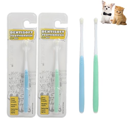 JGocot Small Dog Toothbrush,|Micro Brush Head|Nano Bristle|Soft Pet Toothbrush for Sensitive Gum&Teeth, Dog Teeth Cleaning Kit for Puppy, Kitten, Cats&Miniature Toy Size Dogs