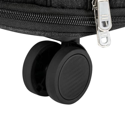Double-Compartment Pet Rolling Carrier with Wheels, 13.78 * 10.24 * 24.01 in Ajustable Pet Carrier, 22.05 lbs Bearing Collapsible Pet Trolley Bag for Cats, Dogs, Pet Ferrets, Rabbits (Black) - color: Black