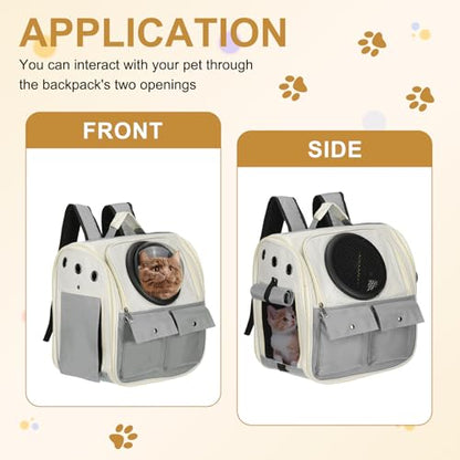 Pet Backpack Carrier, Portable and Ventilated, Oxford Cloth, Dogs Cats and Small Animals Travel Bag 13.39", (Gray, 1 Pcs), Intended for Hiking/Camping/Traveling - color: Gray
