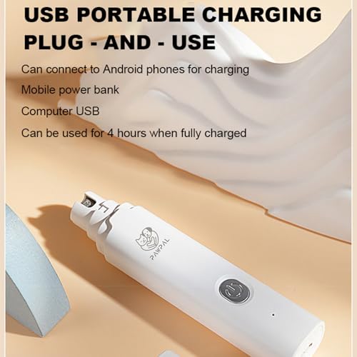 Dog Nail Grinder with LED Light – Quiet Rechargeable Pet Nail Trimmer for Small Medium Large Dogs & Cats, 2 Speed Electric Grinder, 3 Grinding Ports, Low Noise Grooming Tool (PAWPAL)