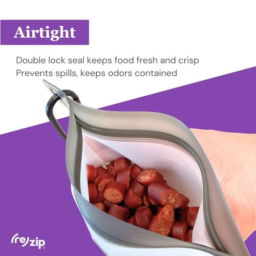 (re) zip Pet On-The-Go Bags 2-pack | Lightweight, Compact, Carabiner Clip | Airtight Closure | Water-Resistant | Food-Safe PEVA | Holds Treats, Poop Bags | Travel-Friendly - size: 1 Cup