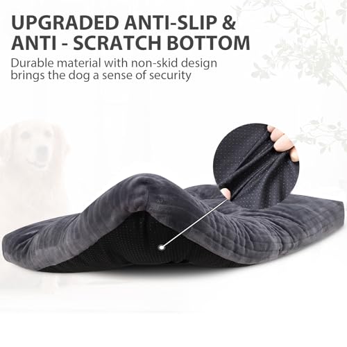 Dog Crate Bed Washable Dog Beds for Medium Dogs Deluxe Thick Flannel Fluffy Comfy Kennel Pad Anti-Slip & Anti-Scratch Pet Sleeping Mat, 29 x 21 Inch, Gray - color: Gray, size: 29.0"L x 21.0"W x 2.5"Th