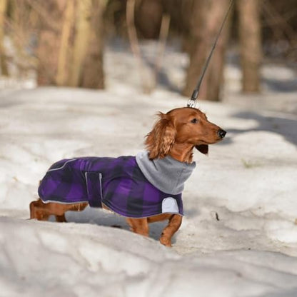 Dachshund Coats Waterproof Suitable for Dachshunds Sausage Weiner Dog Winter Coat Padded Fleece Puppy Snowsuit with Adjustable Bands Reflective Stripe - Plaid Purple - M - color: Plaid Purple, size: Medium