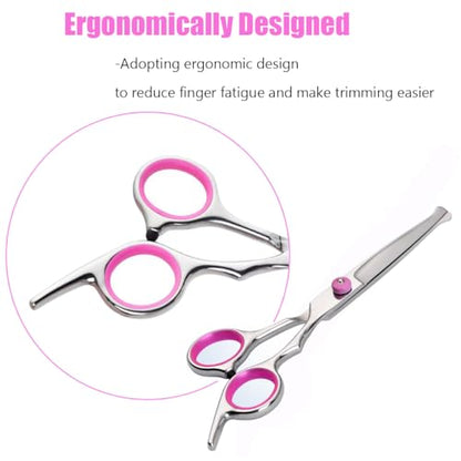 Dog Grooming Scissors, Stainless Steel Dogs Cats Pets Grooming Shears - style: Round head straight scissors