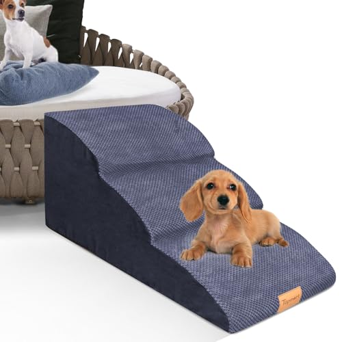 Topmart High Density Extended Foam Dog Ramp&Steps 3 Tiers,15.7" High | Non-Slip Dog Stairs with Removable Cover,Soft Foam Pet Ladder,Best for Injured,Older Cats,Pets with Joint Pain - color: Blue, size: 33.1*15.7*15.7