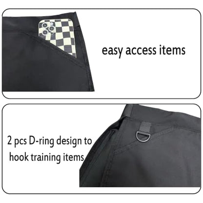 Dog Trainer Treat Belt Pouch Waist Apron with Detachable Large Deep Pockets | Adjustable Fit, Tool Pockets Expand, Large Spacious for Leashes, Balls, Toys, & Phone/Keys, Zippers Bag