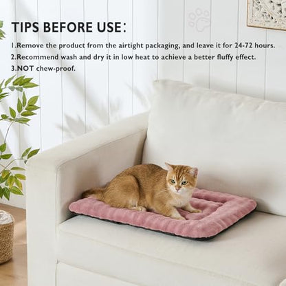 Pet Bed Mat Crate Pad for Cats Small Dogs, Washable Soft Pet Sleeping Mat Kennel Pad with 3D Bubble Pattern, Dusty Pink, 24"x 18" - color: Dusty Pink, size: 24"L x 18"W x 1.5"Th