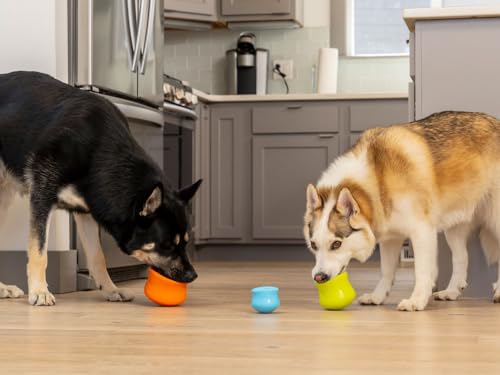 WEST PAW Zogoflex Toppl Interactive Treat Dispensing Puzzle Dog Toy for Mental Stimulation & Enrichment-Holds Kibble & Treats-Lickable, Freezable & Dishwasher Safe-Made in USA-XL-Tangerine - color: Tangerine, size: X-Large
