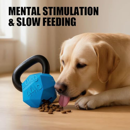 MECOOL Indestructible Dog Toy for Aggressive Chewers - Heavy Duty Chew Ring with Durable Nylon and Treat Dispenser Rubber Base, Interactive Food Puzzle Dog Chew Toy,Large Blue - size: L Blue