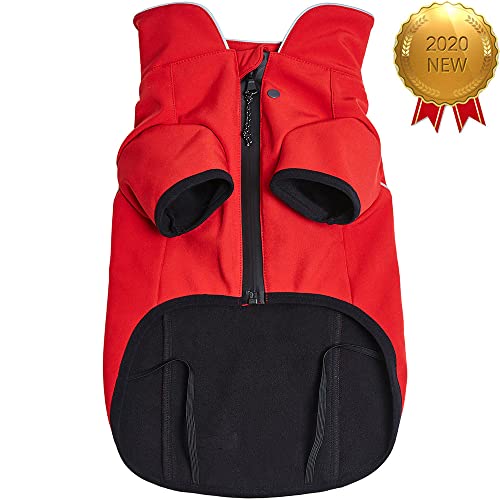 Blueberry Pet Windproof Waterproof Reflective Softshell Dog Jacket, Red, Size 14 - color: Red, size: Size 14
