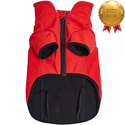 Blueberry Pet Windproof Waterproof Reflective Softshell Dog Jacket, Red, Size 16 - color: Red, size: Size 16