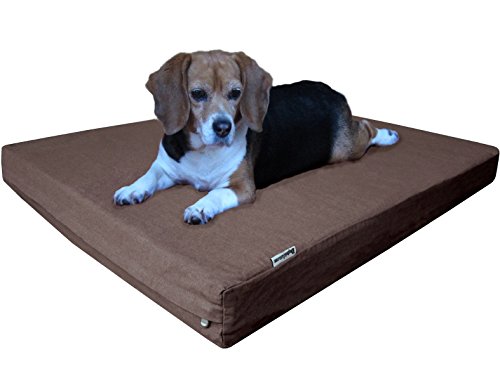 Dogbed4less Orthopedic Gel Cooling Memory Foam Dog Bed with Waterproof Liner and External Durable Denim Cover for Small to Medium Pet 35X20X4 Inches - color: Denim in Brown, size: Medium 35" Length X 20" Width