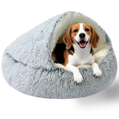 Dog Beds Medium Size Dogs, Calming Deluxe Plush Dog Cave Bed for Medium Dogs - Removable & Washable with Zipper, Built-in Support & Stable Non-Collapsible, Pet Bed for Dogs & Cats 32×32Inch - size: 80cm-gray bed