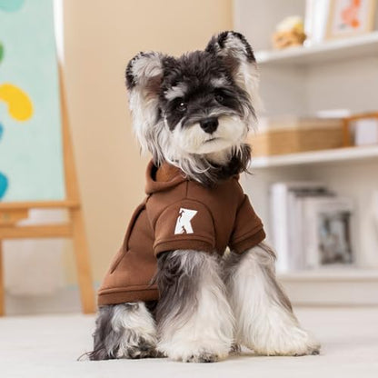 Koneseve Dog Hoodie & Cat Sweater, Warm Fleece Hooded Soft Winter Sweatshirt for All Breeds, Cozy Pet Clothes, Brown, S - color: Brown, size: S-(2~7lb) | Chest(~13")