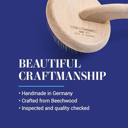 Chris Christensen Mark VIII Round Head Slicker Brush for Dogs, 12mm Pins, Groom Like a Pro, Handcrafted Lightweight Beechwood Ergonomic Handle, Stainless Steel Pins, A5VIII. Made in Germany. - size: Mark VIII Round